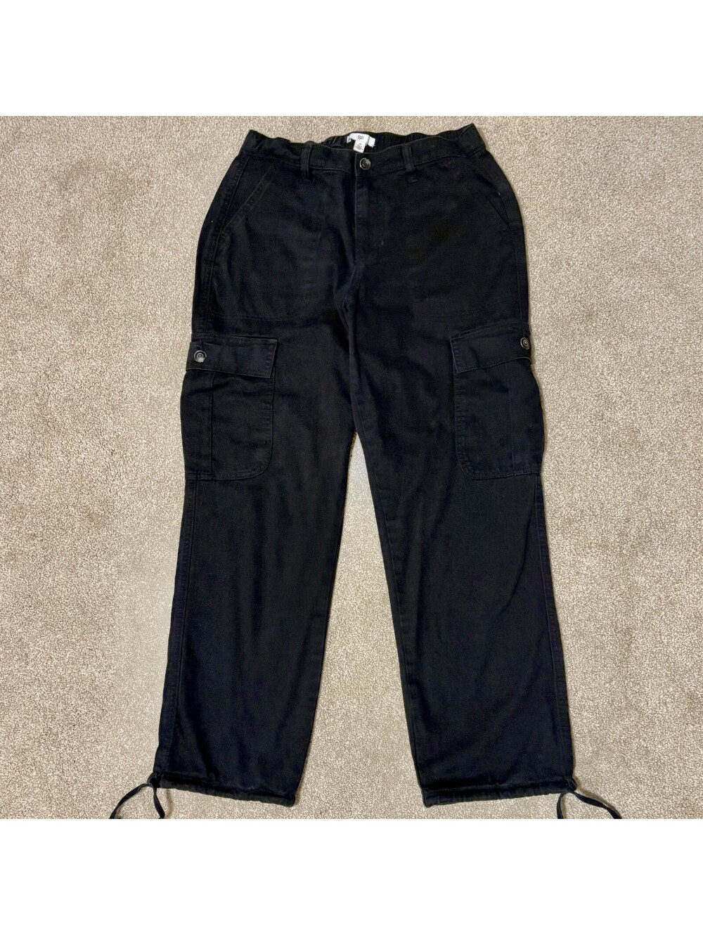 BP Nordstrom Womens Cargo Pants Black High Rise Elastic Waist, Sz 28